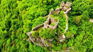 Vue aérienne du château de Colt (Roumanie)