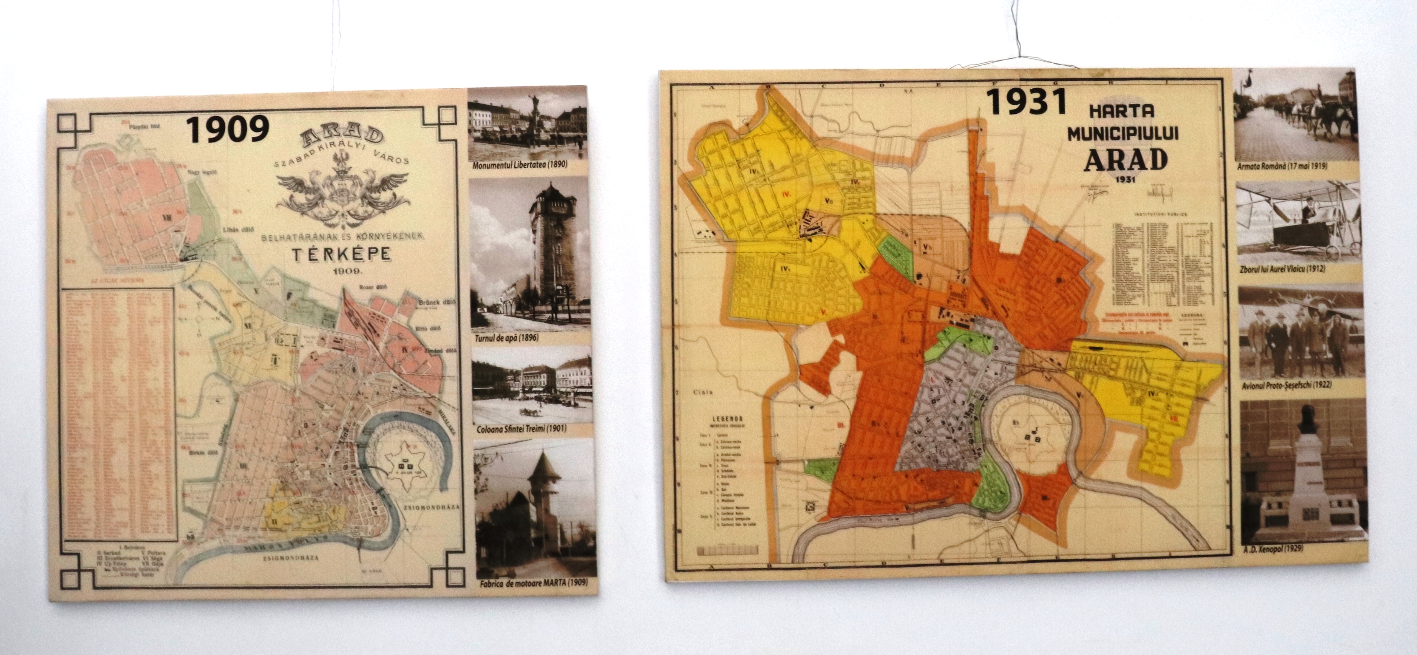 Plan de la ville d'Arad 1909 et 1931
