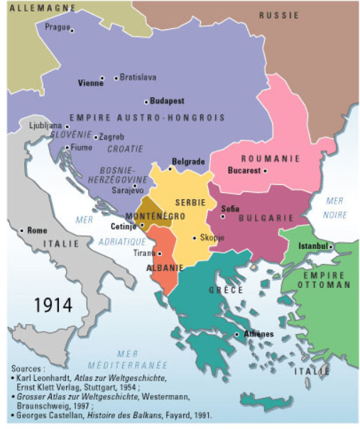 carte Balkans 1914